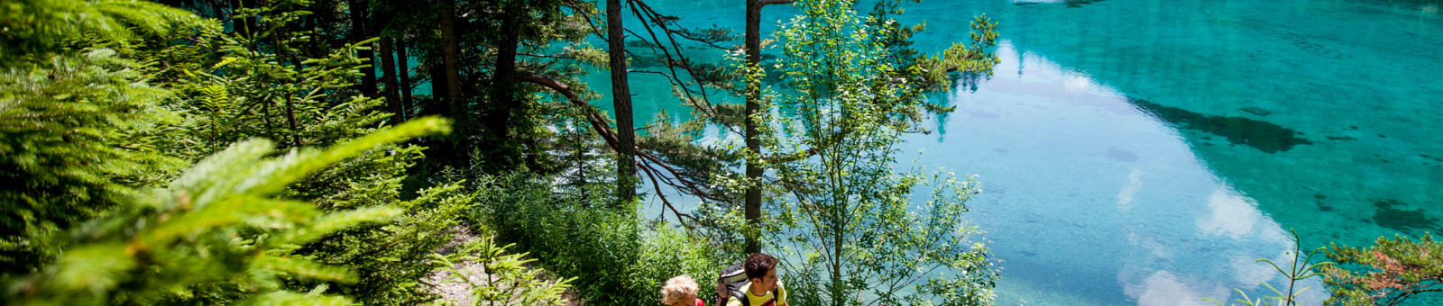     hiking around the Green Lake in Styria, mountain lake "Grüner See" 